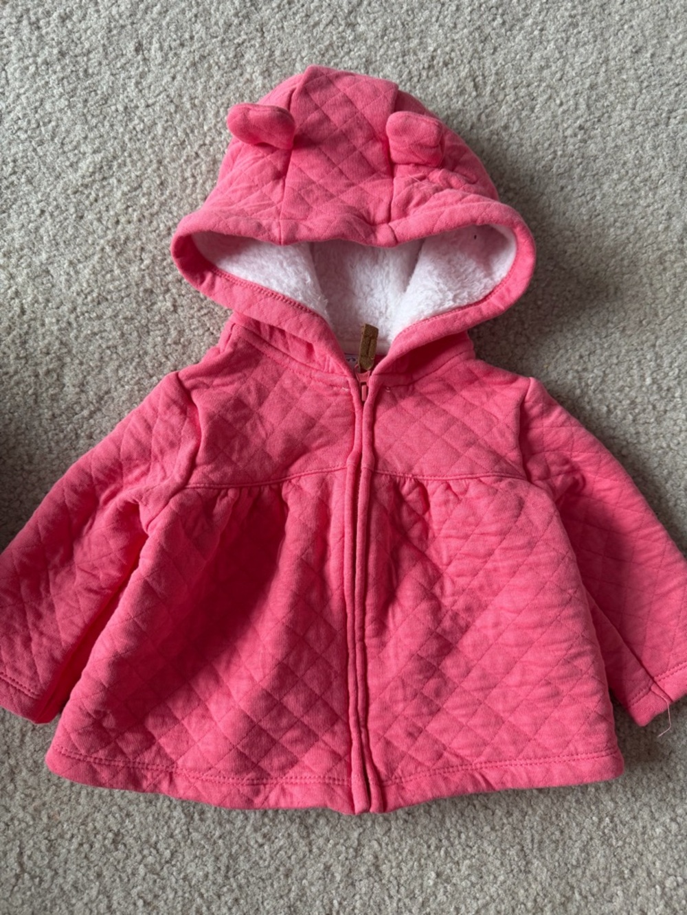 Carter's Quilted Hooded Puffer Jacket - Bright Pink